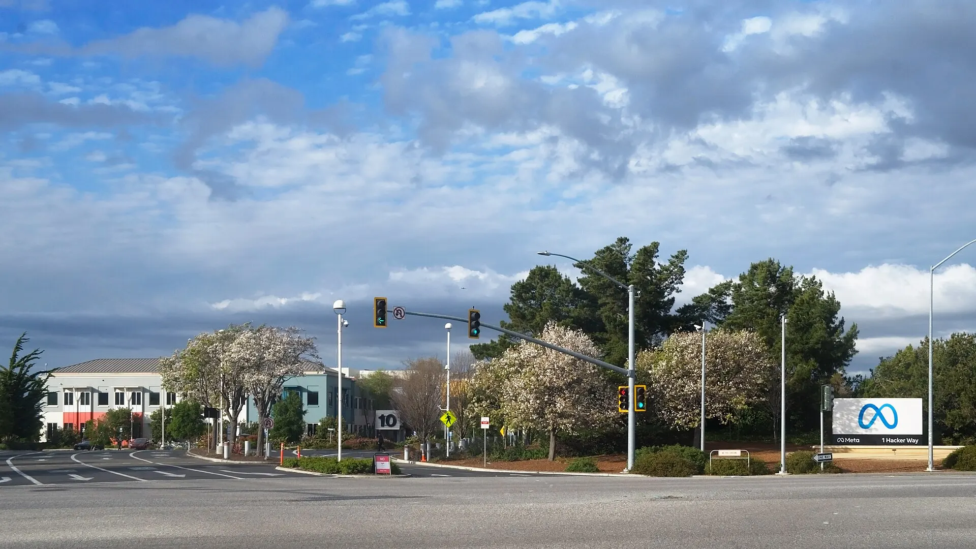 The entrance to the headquarters complex of Meta Platforms, the owner of Facebook, Instagram and WhatsApp, in Menlo Park, California